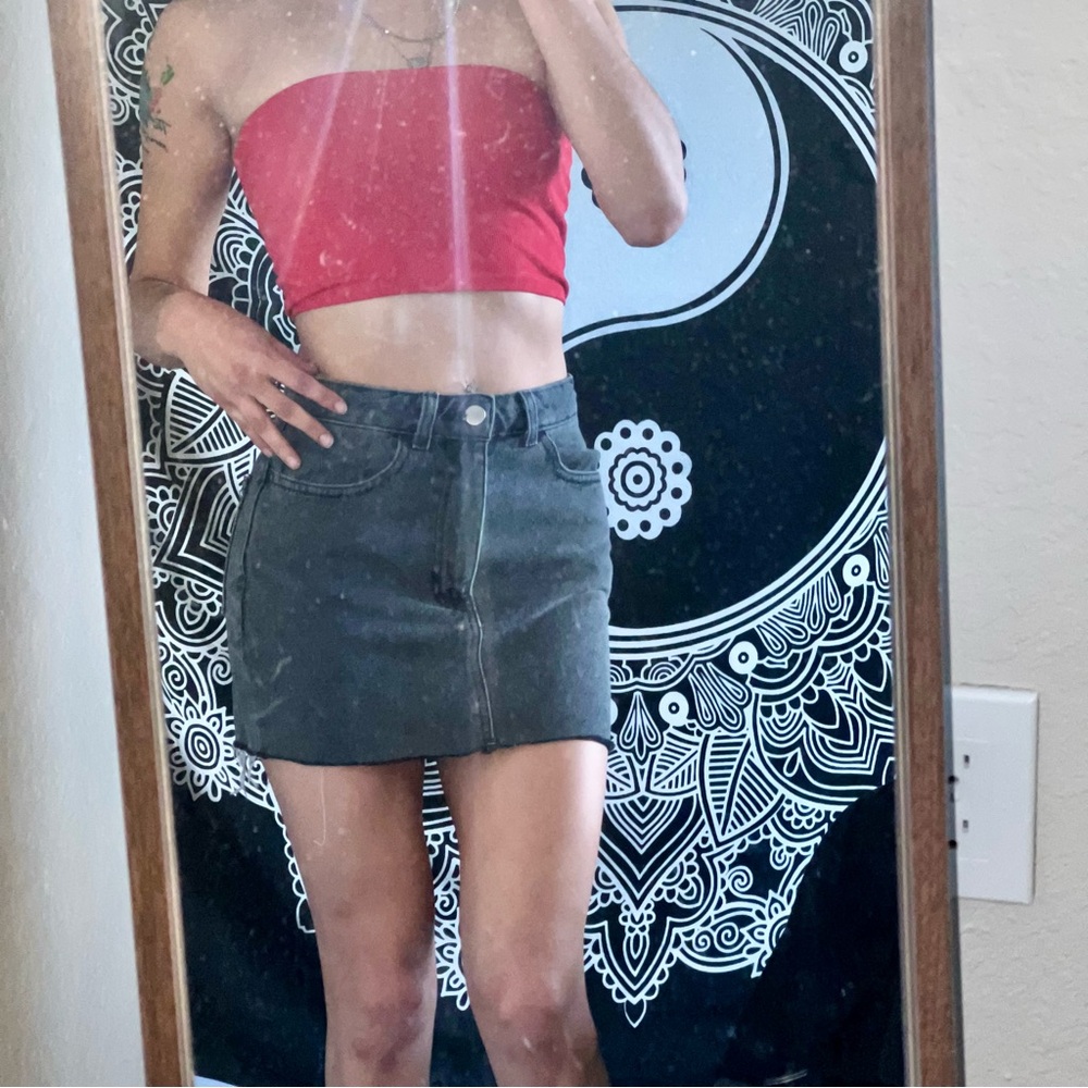 Classic Black Denim Skirt